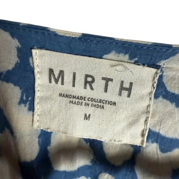 Mirth Coba Blue Mosaic Print V-Neck Kaftan Boho Coastal Beach Maxi Dress Size M - Picture 4 of 11